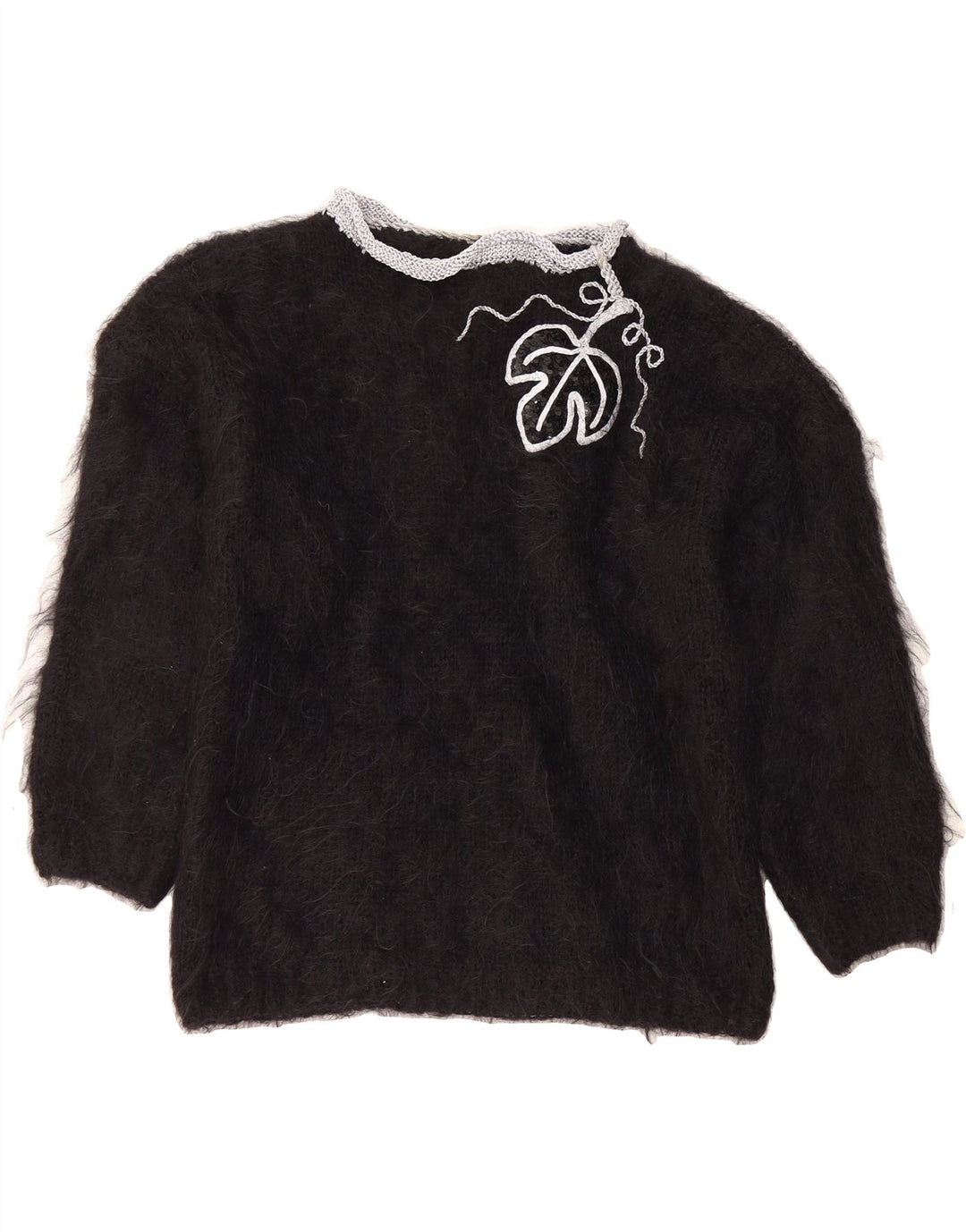 VINTAGE Womens Crew Neck Jumper Sweater UK 14 Medium Black Vintage Vintage and Second-Hand Vintage from Messina Hembry 