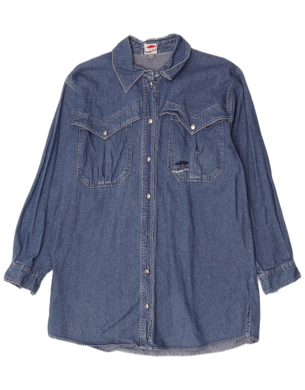 Camisa vaquera larga vintage para mujer EU 40 Algodón azul medio