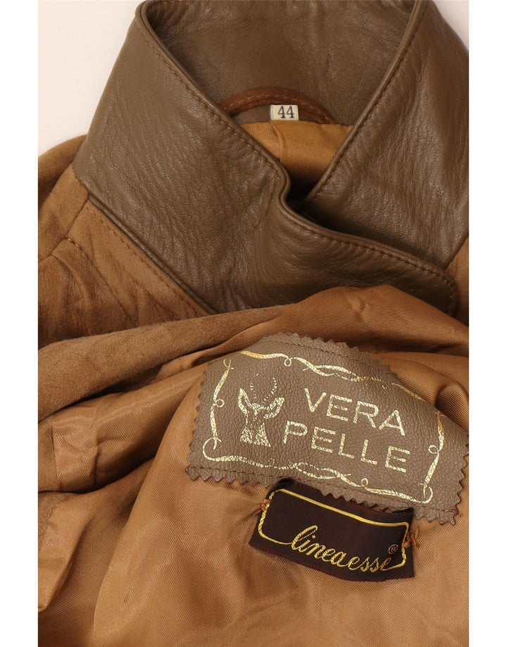 Vintage mujer chaqueta de ante de gran tamaño IT 44 cuero marrón medio