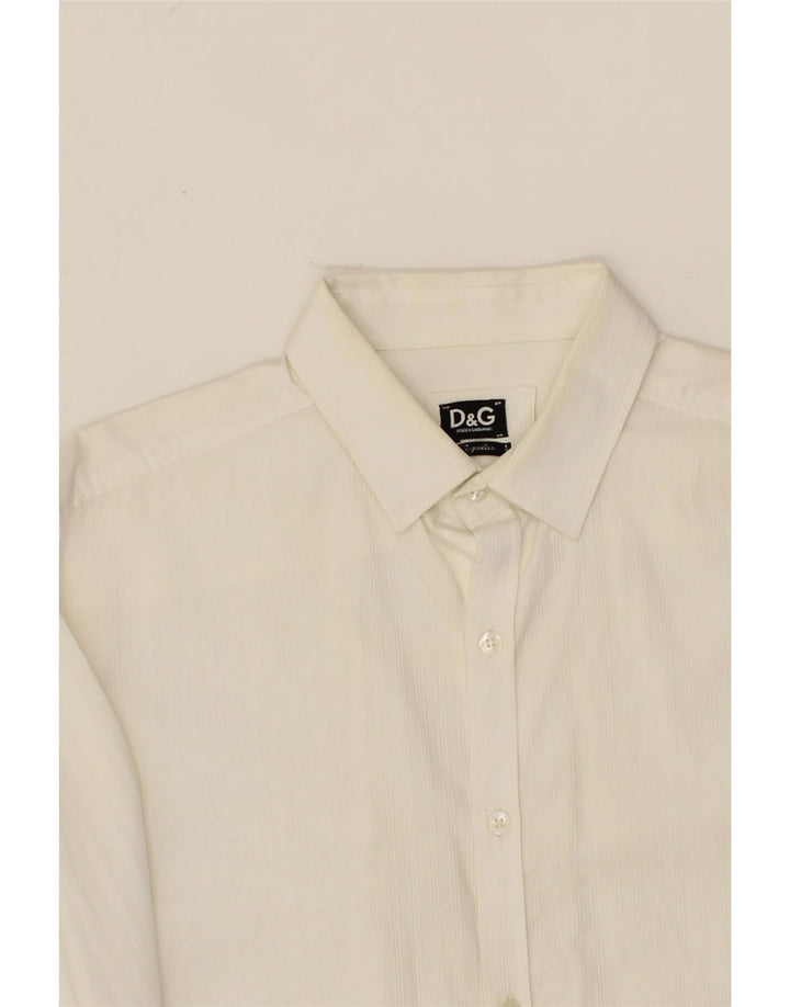 DOLCE & GABBANA Mens Shirt IT 48 Medium White Cotton Vintage Dolce & Gabbana and Second-Hand Dolce & Gabbana from Messina Hembry 