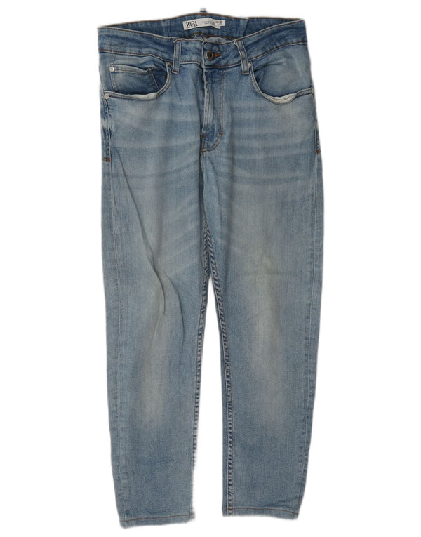 Zara Mens Cropped Slim Jeans EU 42 Large W30 L24 Azul