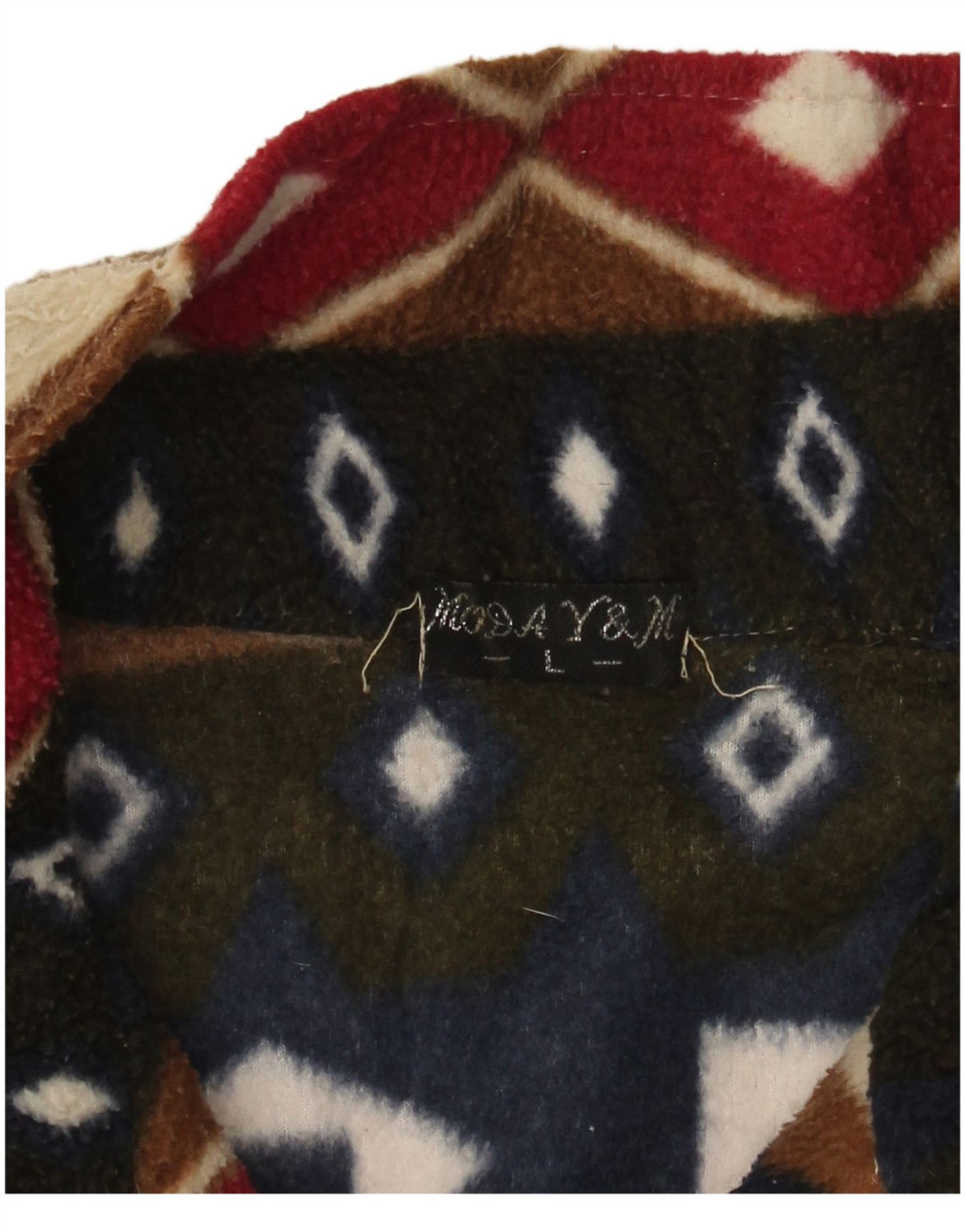 VINTAGE Chaqueta polar de gran tamaño para mujer Reino Unido 16 Geométrico multicolor grande