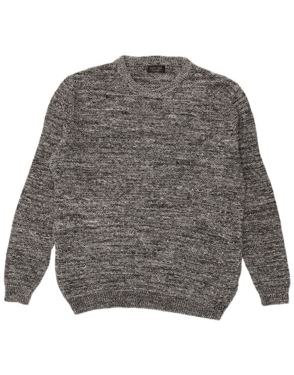 Zara Hombre Jersey De Cuello Redondo Jersey Grande Acrílico Moteado Gris