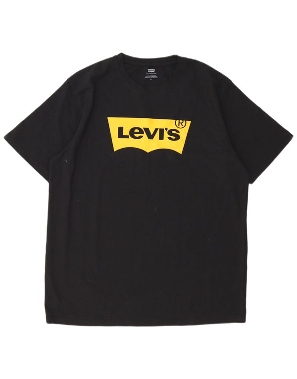 LEVI'S Camiseta gráfica para hombre Top XL Algodón negro