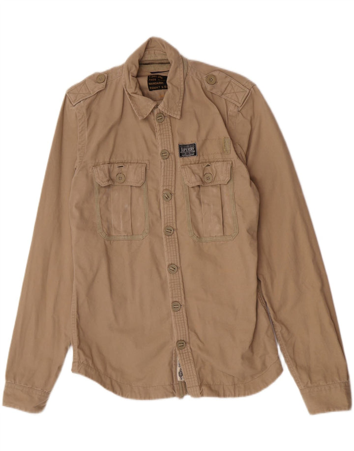 Camisa militar Superdry para hombre de algodón beige grande