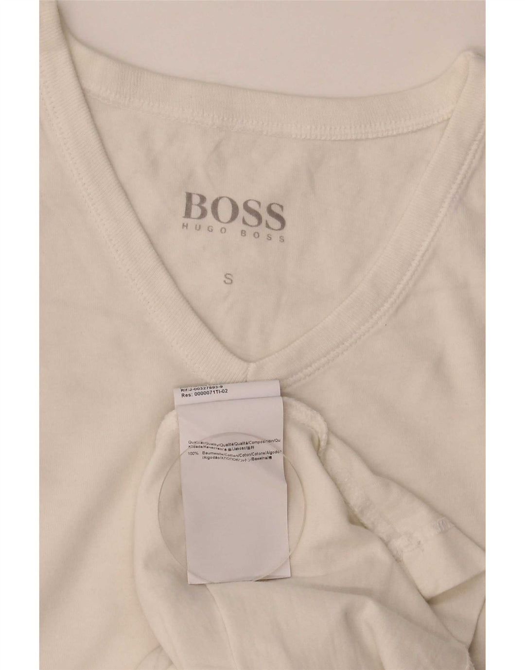 Hugo Boss Hombre Camiseta Top Small Blanco Algodón