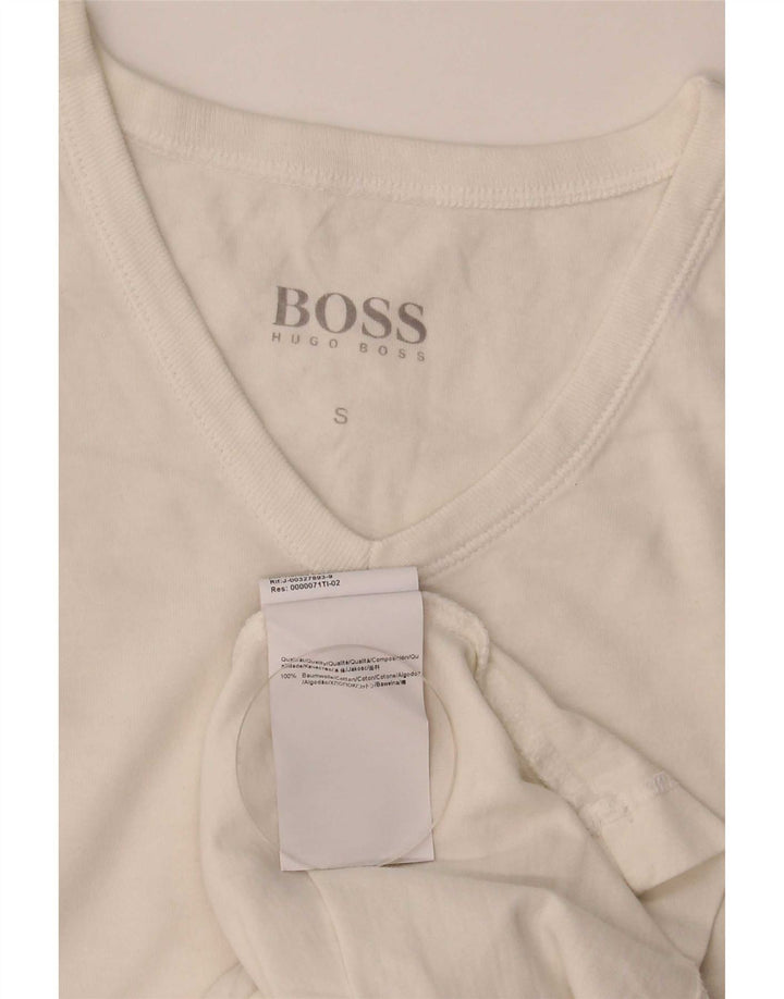 Hugo Boss Hombre Camiseta Top Small Blanco Algodón