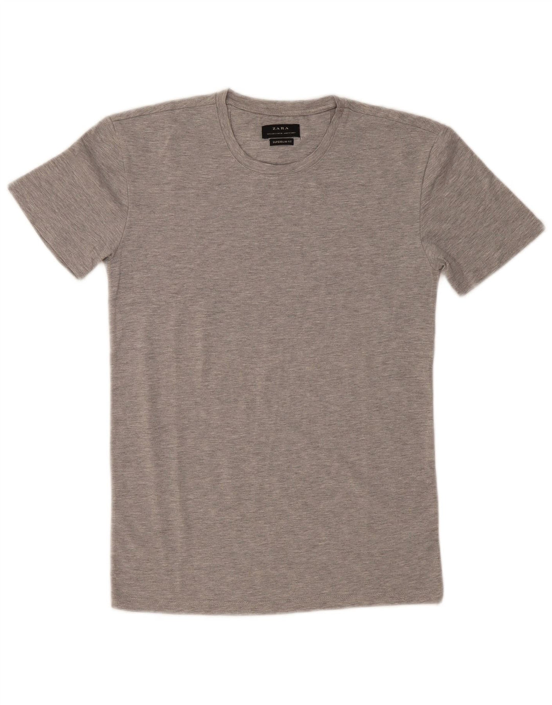 Zara Hombre Camiseta Super Slim Fit Top Pequeño Gris Moteado