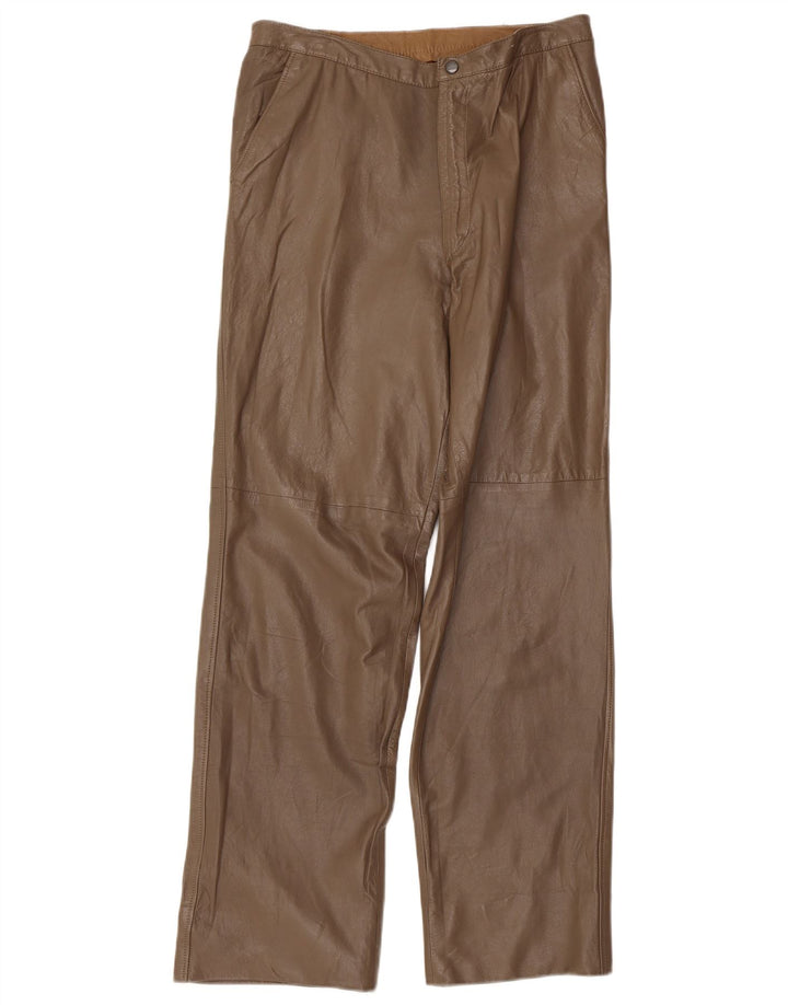 Pantalones de cuero vintage para mujer W32 L30 Marrón