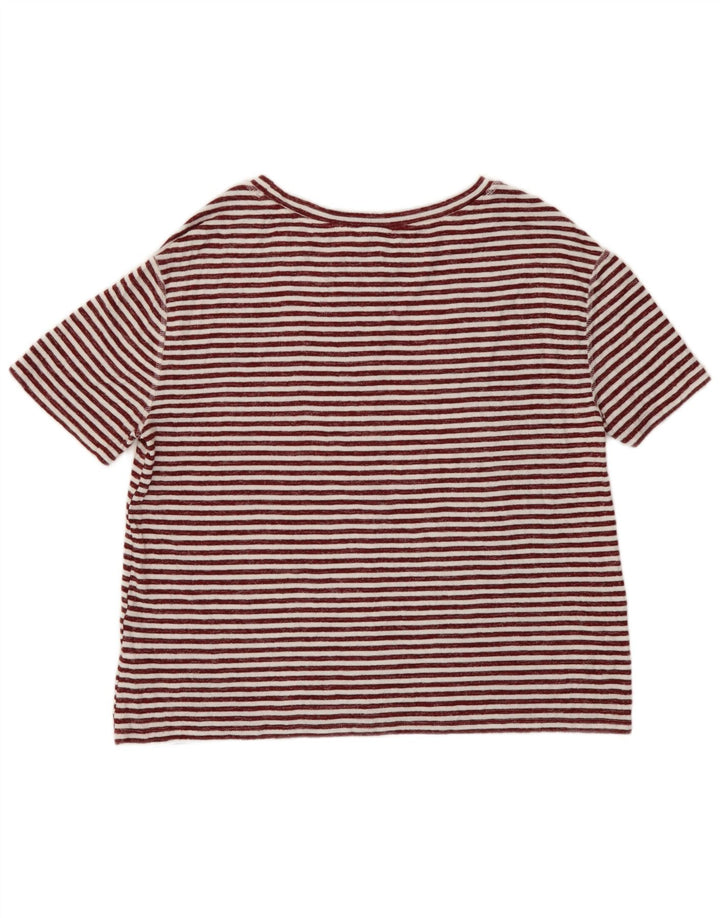 Marks & Spencer Camiseta para Mujer Top UK 12 Medium Viscosa de Rayas Rojas