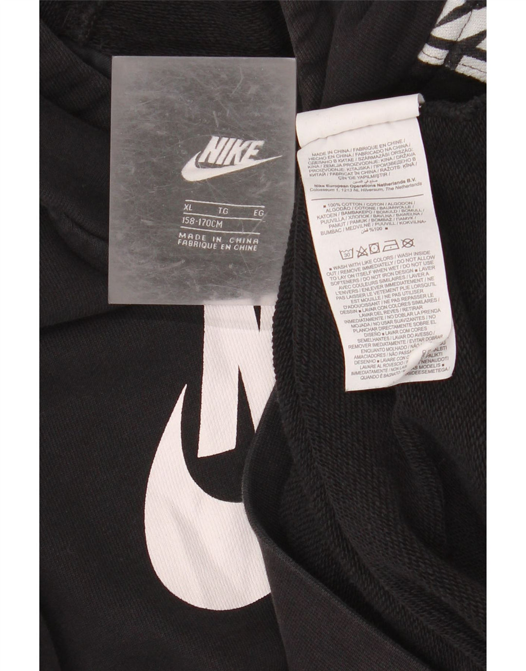 NIKE Sudadera con capucha gráfica para niños 13-14 años XL Algodón negro