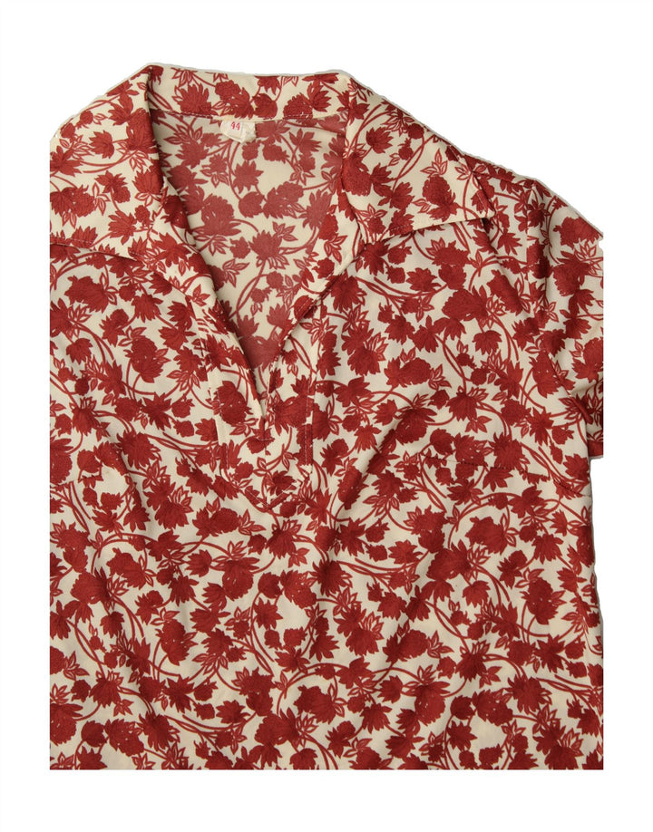 VINTAGE Womens Pullover Shirt IT 44 Medium Red Floral Polyester Vintage Vintage and Second-Hand Vintage from Messina Hembry 