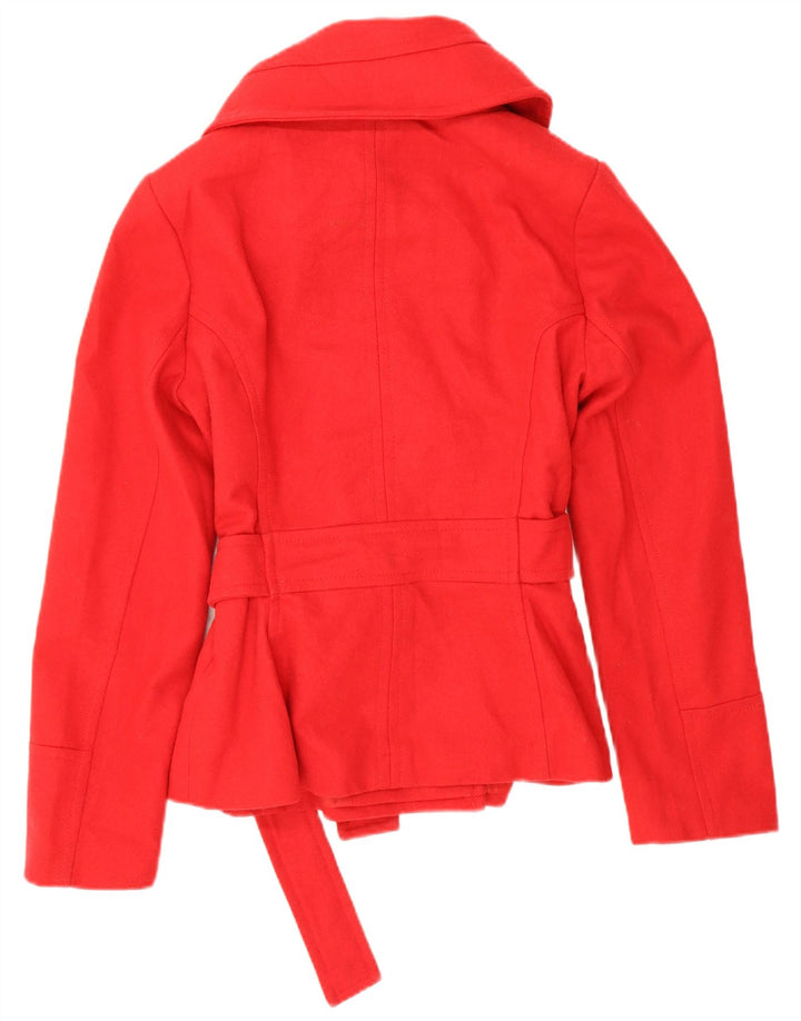 Zara Mujer Chaquetón Corto UK 46 Grande Lana Roja