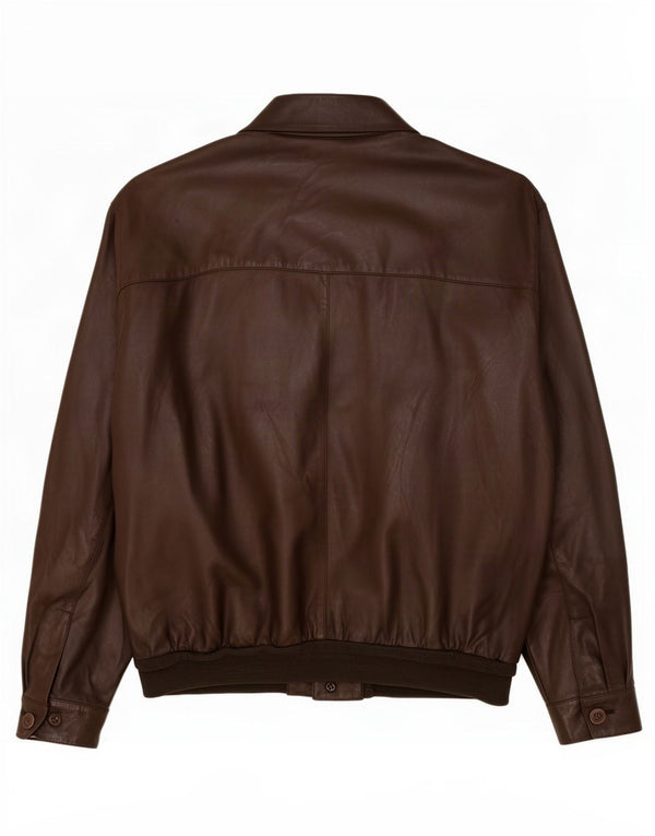 Vintage hombres bombardero chaqueta de cuero IT 54 2XL marrón