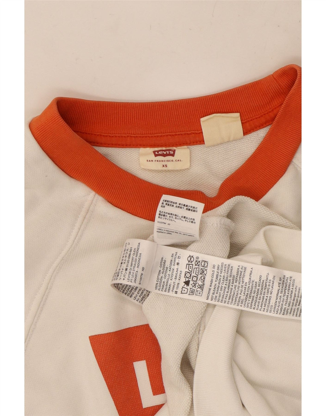 LEVI'S Sudadera con gráfico corto extragrande para mujer UK 6 XS Blanco