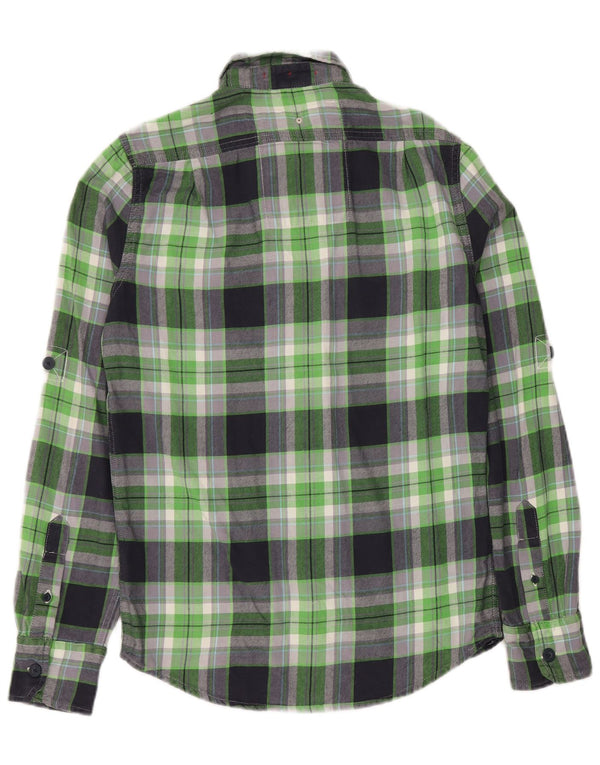 SUPERDRY Hombre Camisa De Franela De Algodón A Cuadros Verde Pequeño