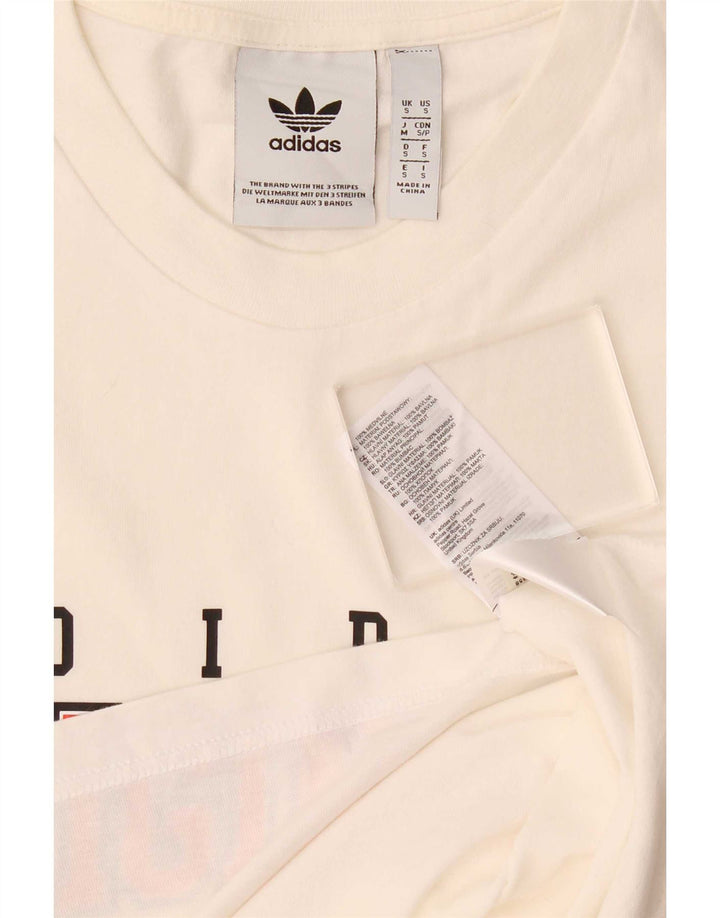 Adidas - Camiseta gráfica para hombre, talla pequeña, algodón blanco