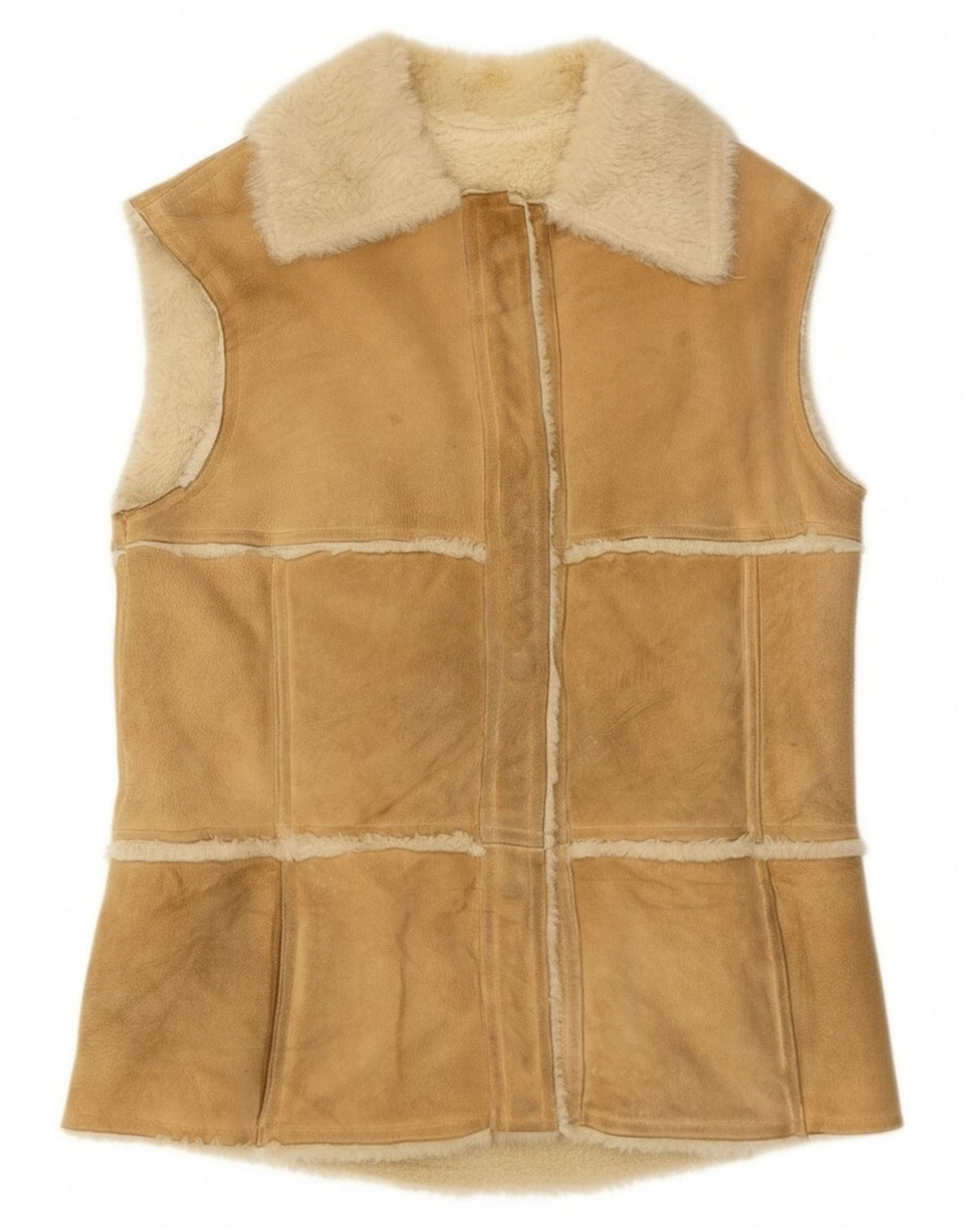 Vintage Mujer Shearling Gilet IT 44 Medio Beige