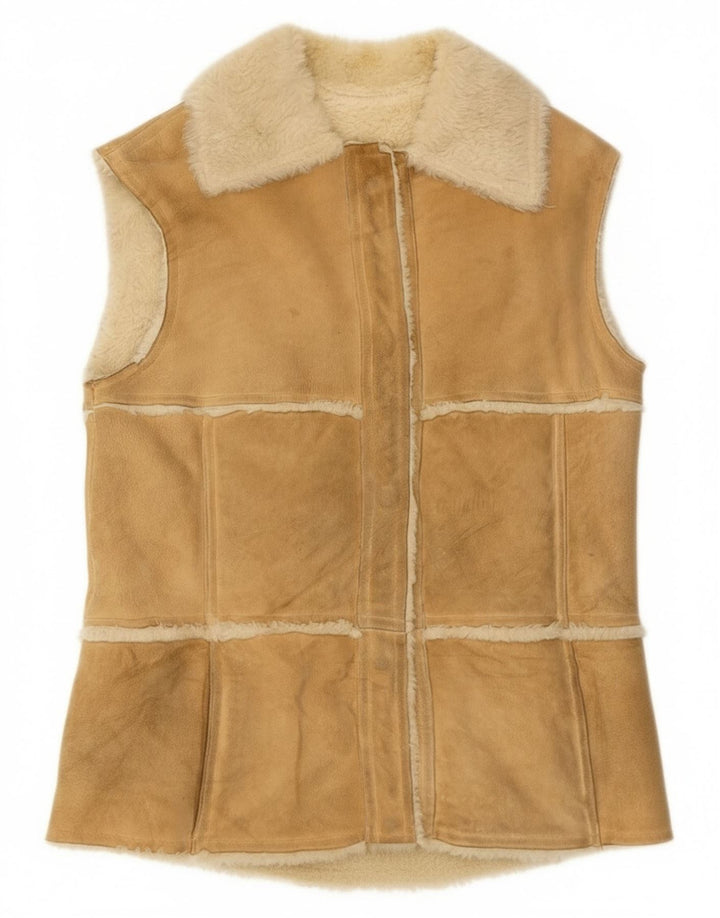 Vintage Mujer Shearling Gilet IT 44 Medio Beige