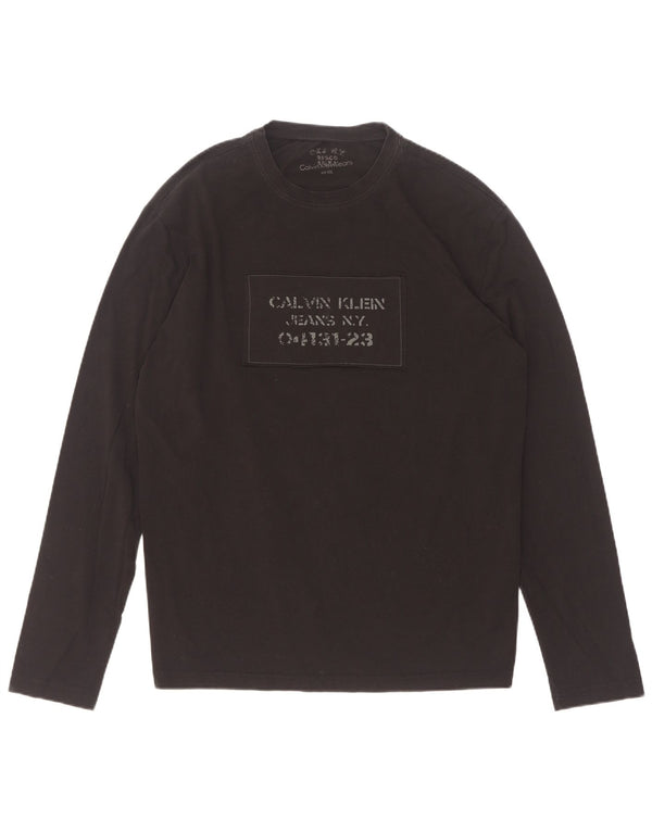 Calvin Klein Jeans Mens Graphic Top Long Sleeve 2XL Black Cotton