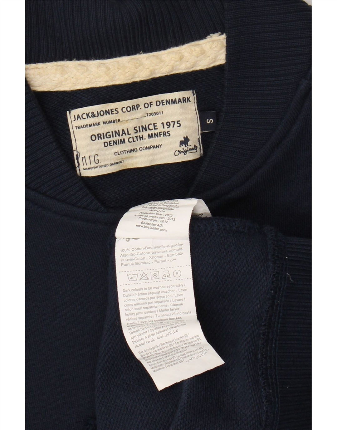 JACK & JONES Mens Tracksuit Top Jacket UK 36 Small Navy Blue Cotton Vintage Jack & Jones and Second-Hand Jack & Jones from Messina Hembry 