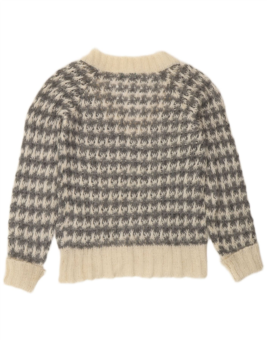 Benetton Jersey Con Cuello En V Para Mujer ES 44 Gris Medio Pata De Gallo