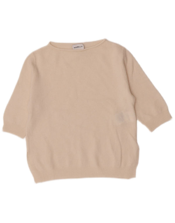 Marella Suéter Corto con Cuello Barco para Mujer UK 12 Medium Off White