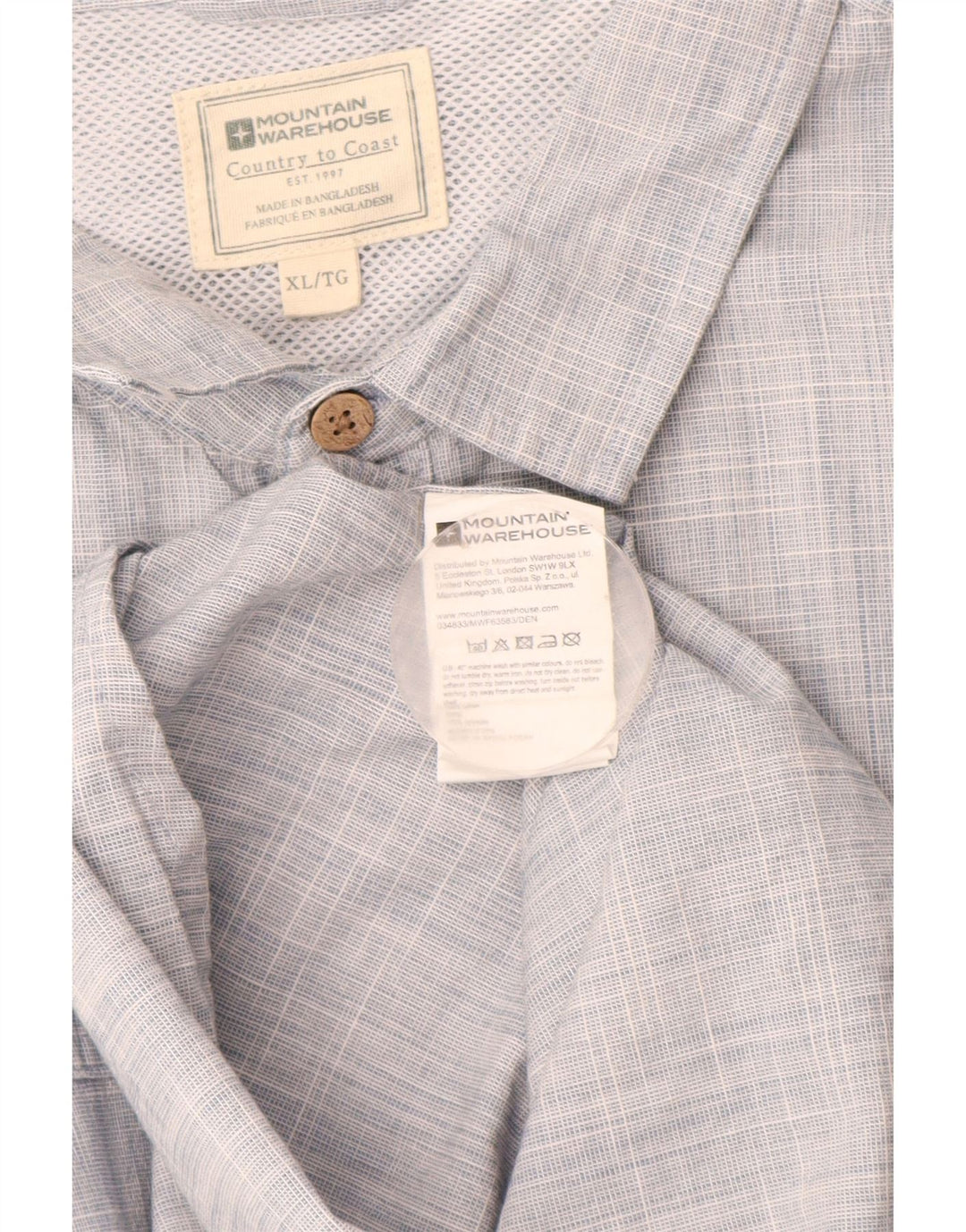 Camisa de manga corta para hombre Mountain Warehouse XL Algodón azul