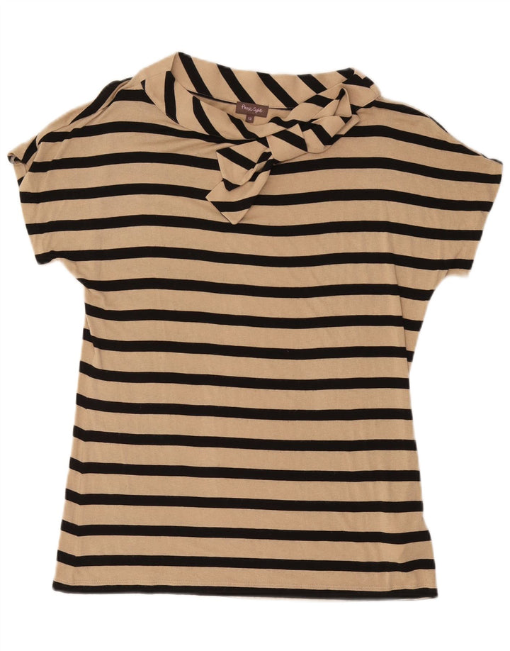 PHASE EIGHT Blusa con pajarita para mujer UK 40 Viscosa a rayas beige medio