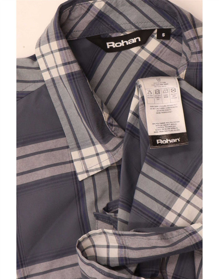 Rohan Camisa De Manga Corta De Poliamida A Cuadros Azul Pequeño Hombre