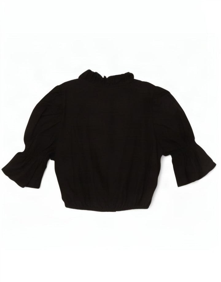 Alpenmarchen Blusa corta con volantes en la parte delantera para mujer EU 40 Medium Black