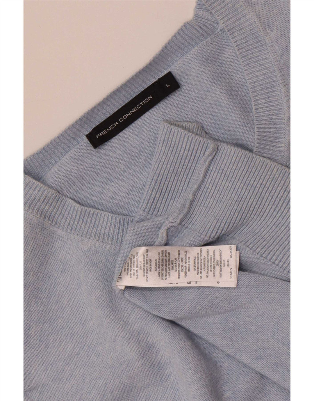French Connection Jersey con cuello redondo para hombre, talla grande, algodón azul