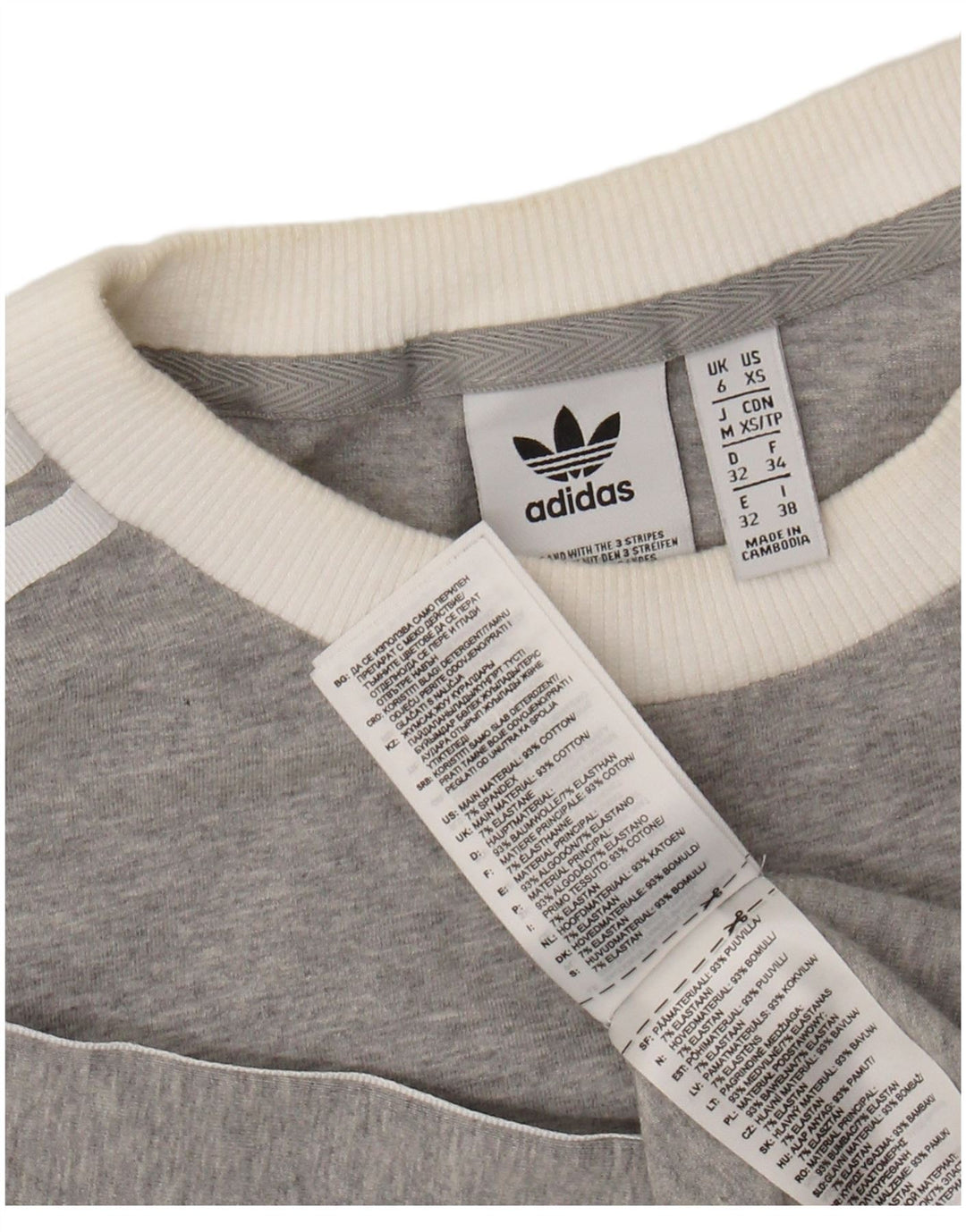 ADIDAS Camiseta de manga larga para mujer UK 6 XS Algodón moteado gris