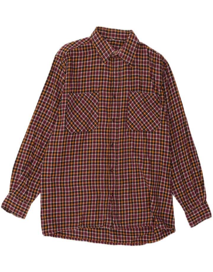 VINTAGE Camisa de franela para hombre Talla 41/42 Algodón a cuadros multicolor grande