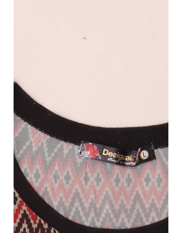 Desigual Mujer Chaleco Top UK 40 Grande Multicolor Geométrico