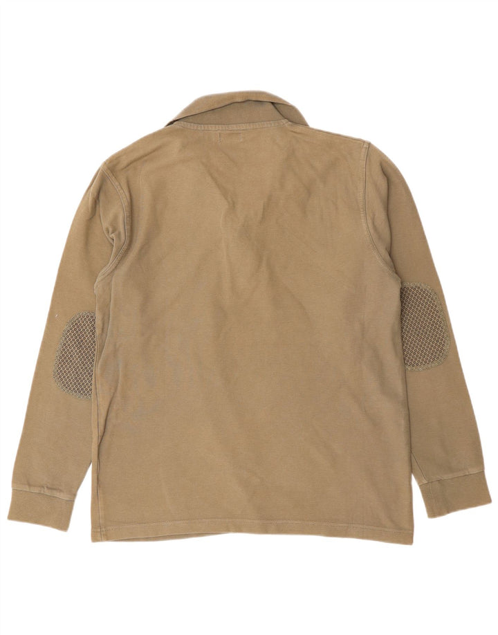 AVIREX Polo de manga larga para hombre de algodón caqui medio