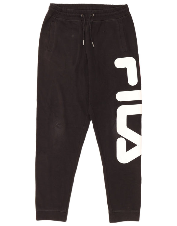 Fila Hombre Pantalones De Chándal Gráfico Joggers Small Algodón Negro