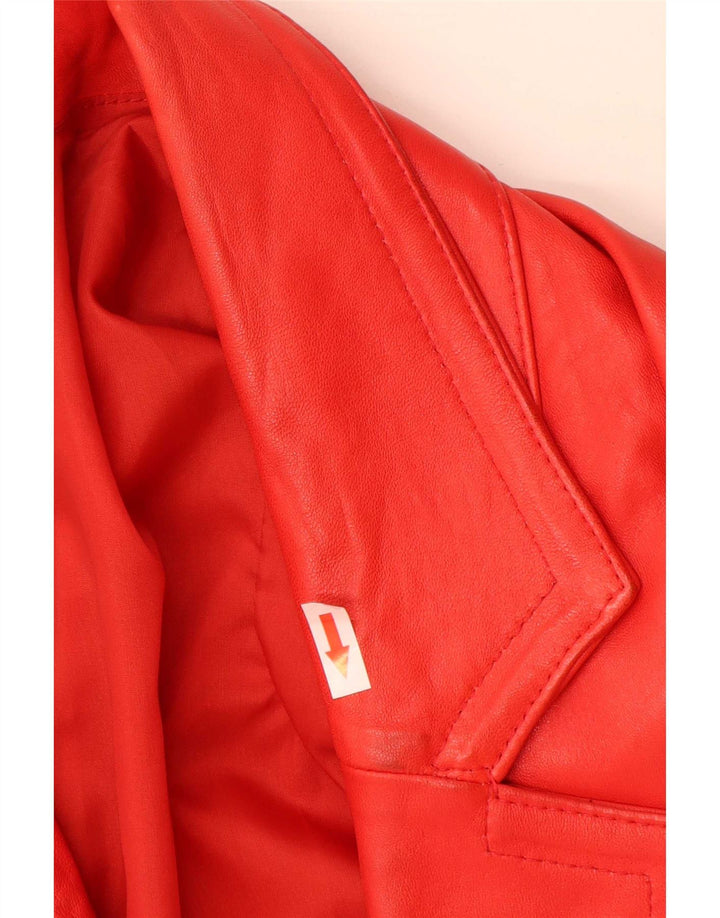 Vintage mujer abrigo de cuero de gran tamaño Reino Unido 18 XL rojo