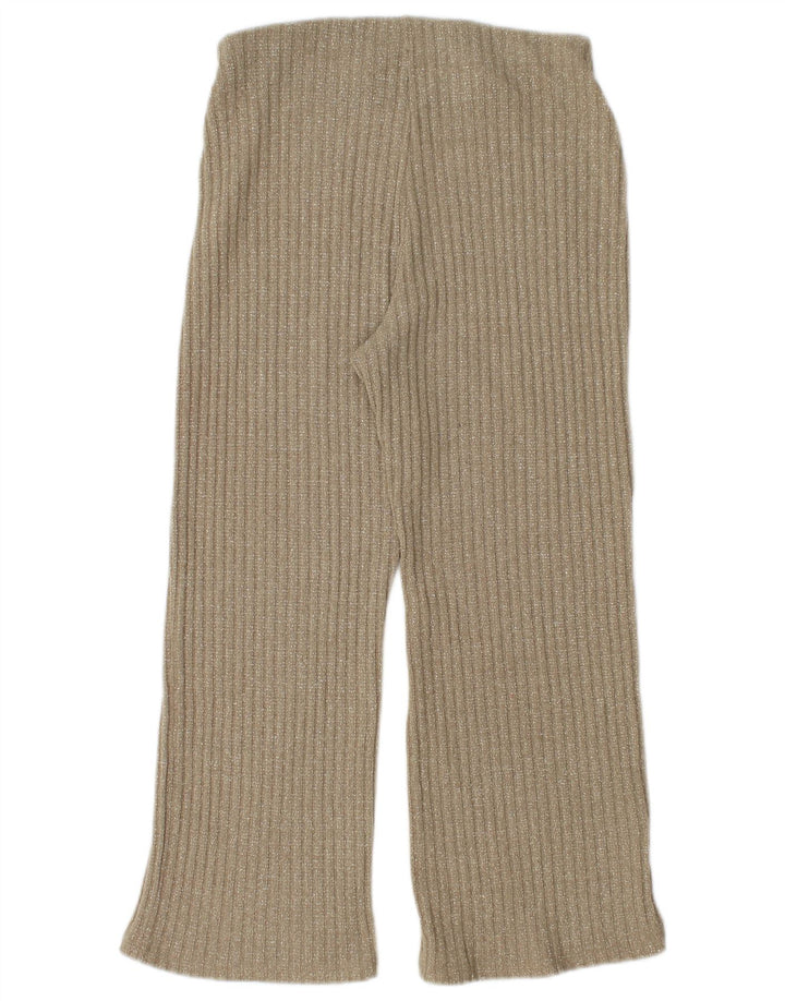 Zara Mujer Pantalón De Chándal De Punto Corto UK 40 Mediano Dorado Moteado