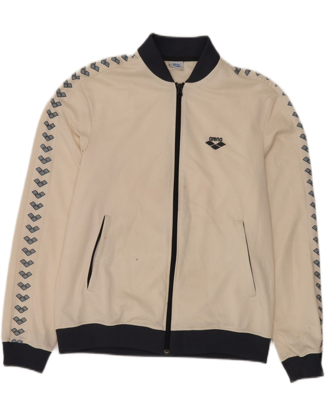 ARENA Chaqueta superior de chándal gráfico para mujer UK 12 Mediano Blanco Poliéster