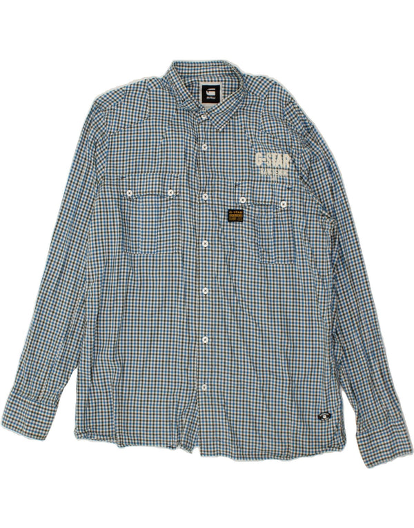 G-STAR Camisa para hombre 2XL Algodón a cuadros azules