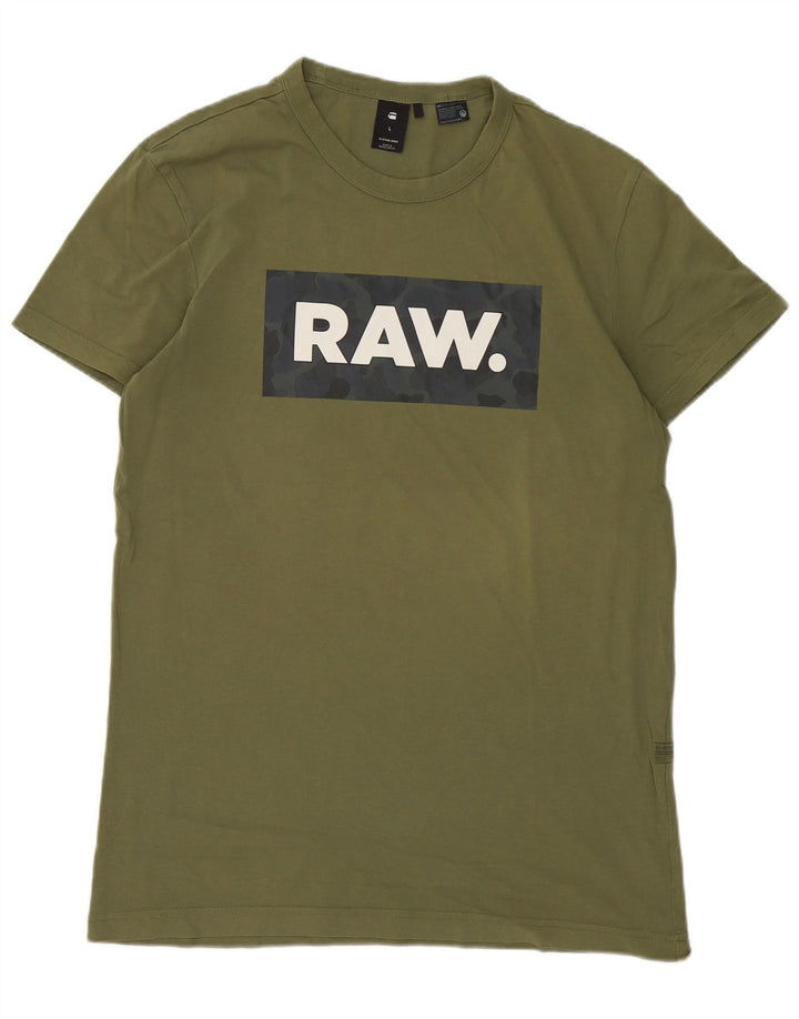 G-Star Hombre Camiseta Gráfica Top Grande Caqui Algodón