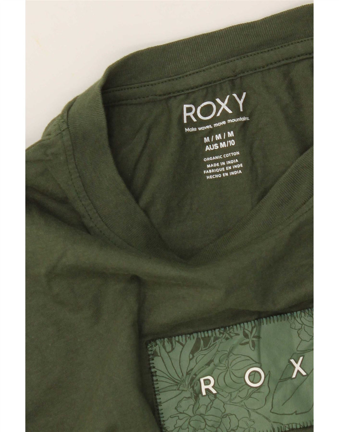 Roxy Camiseta Gráfica para Mujer Top UK 44 Algodón Caqui Mediano