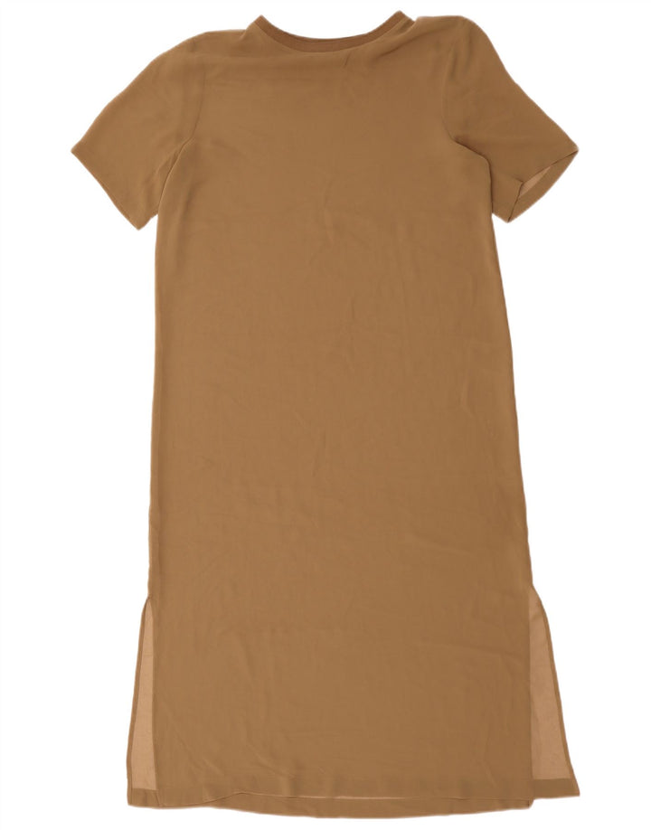 Zara Mujer Maxi Vestido UK 44 Medio Beige