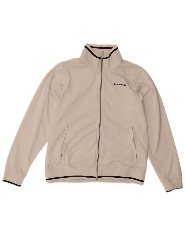 REEBOK Mens Tracksuit Top Jacket Small White Polyester