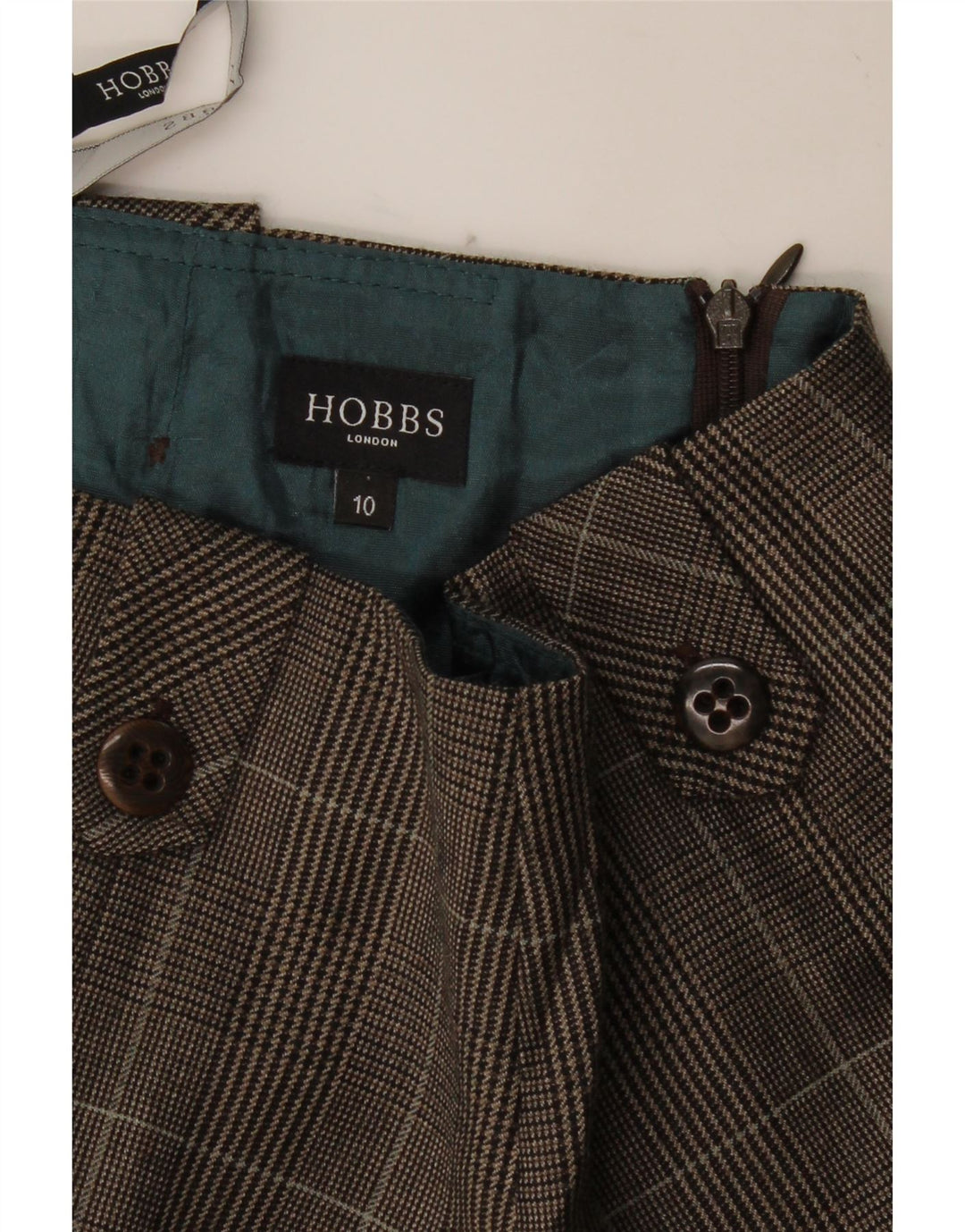 HOBBS Womens Straight Skirt UK 10 Small W30  Brown Houndstooth Vintage Hobbs and Second-Hand Hobbs from Messina Hembry 