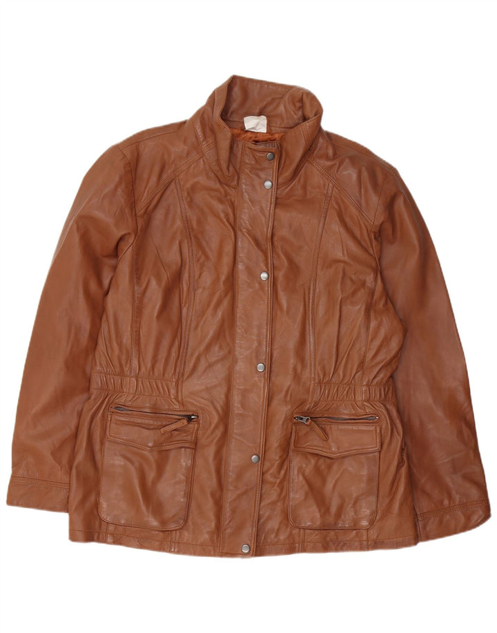 JCC Chaqueta de cuero para mujer UK 20 2XL Cuero marrón