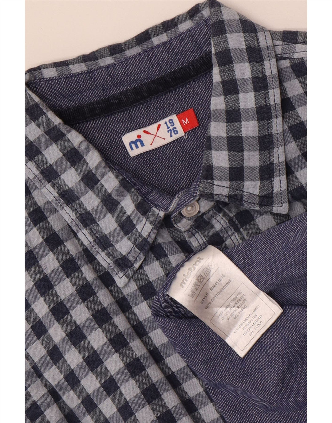 MISTRAL Camisa Hombre Algodón Vichy Azul Medio