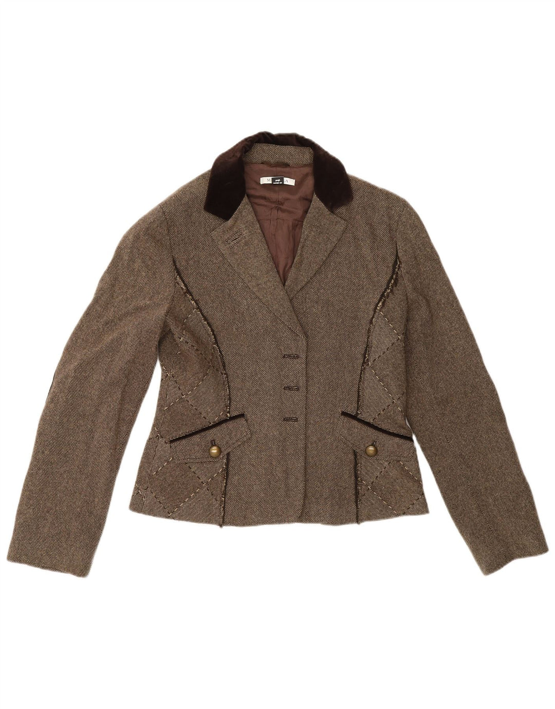 Marella Chaqueta tipo blazer abierta para mujer Reino Unido 44 Grande Lana gris color block