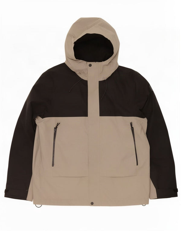 Marks & Spencer Chaqueta impermeable con capucha para hombre UK 42 XL Gris Colorblock Poliéster